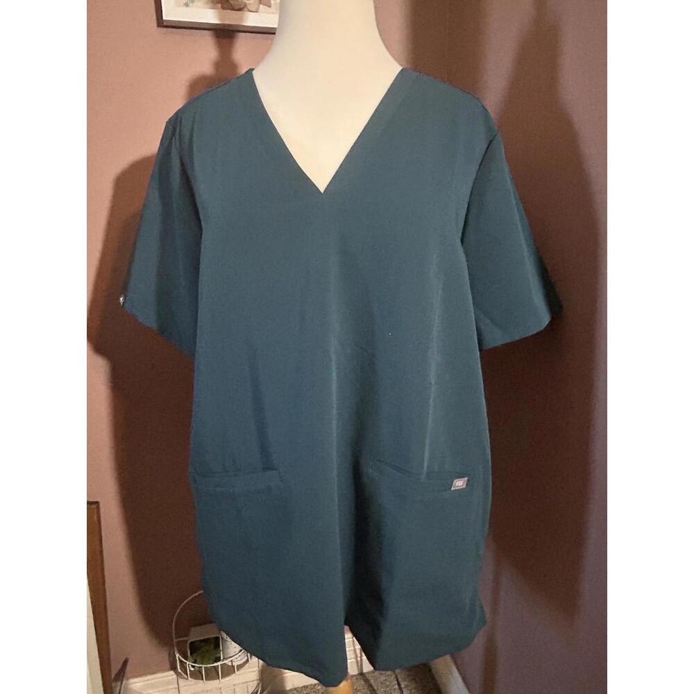 Figs Teal V-Neck Medical Scrub Top